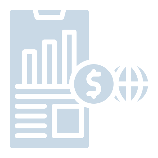 Smartphone-Symbol mit Balkendiagramm und Währungssymbol, das mobile Analysen und Verkäufe darstellt.